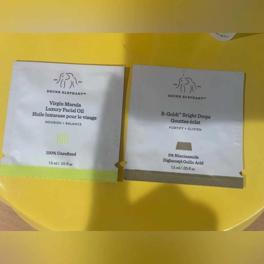 Drunk Elephant Bronze & Gold Trio with Samples and Reusable Orange Pouch